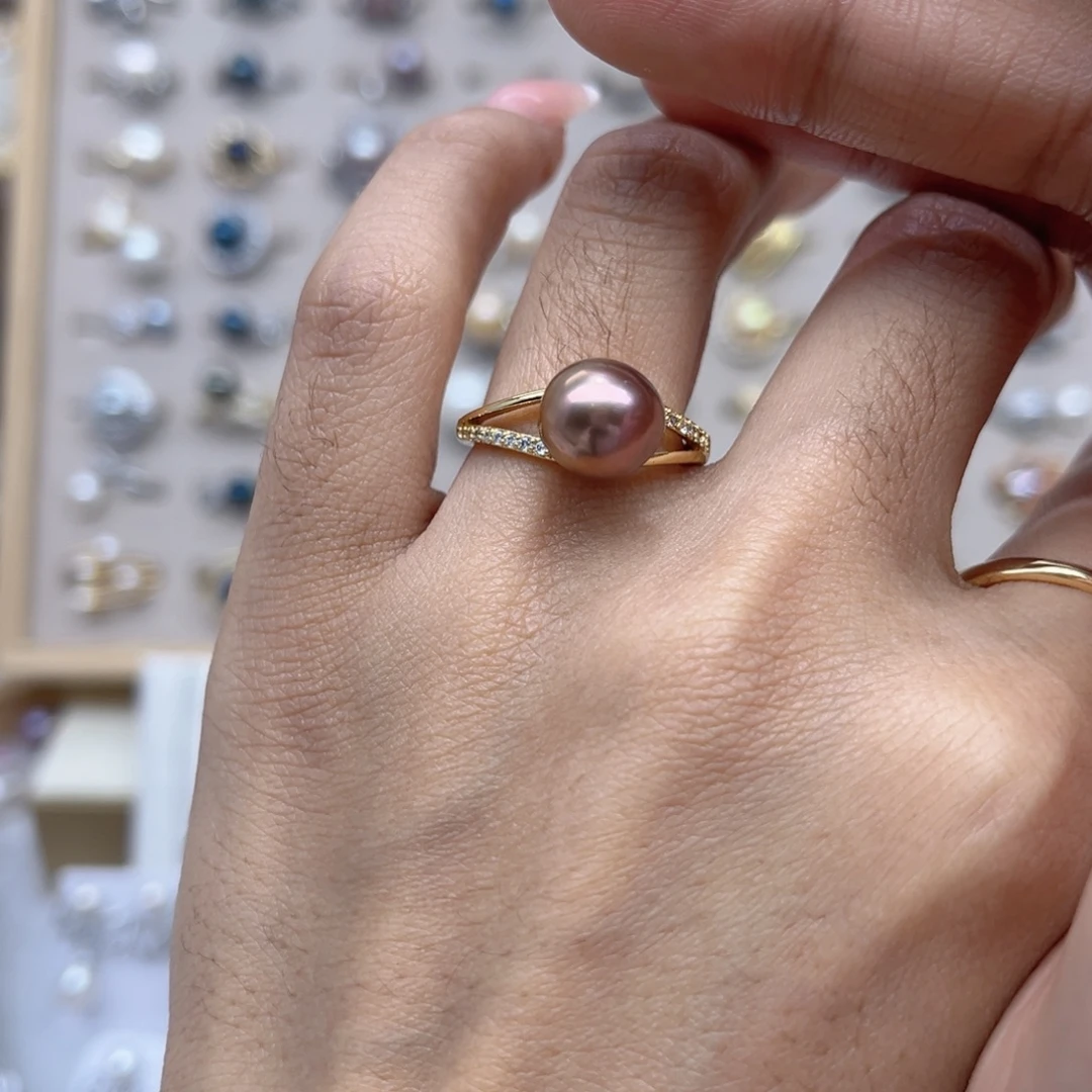 笑***家淡水珍珠戒指合金