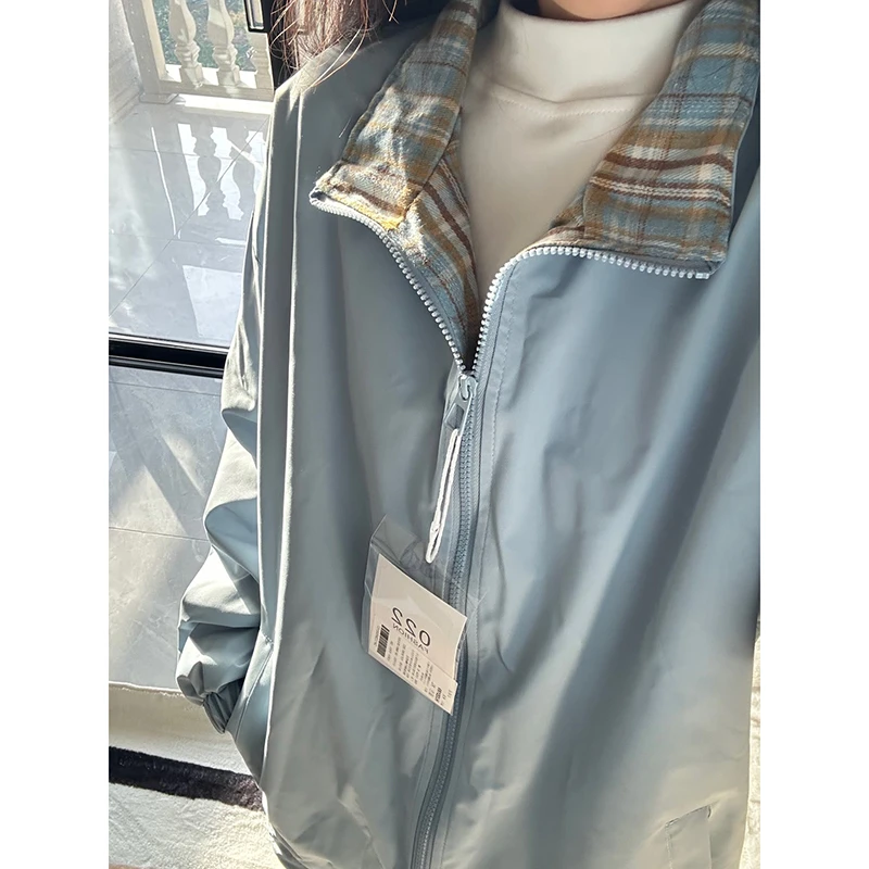 fitcheck拼接夹克男款春季潮牌翻领青少年运动休闲外套宽松冲锋衣