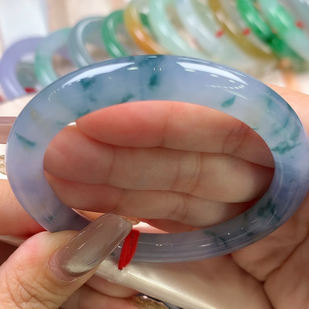 翡翠未镶嵌手镯55圆条