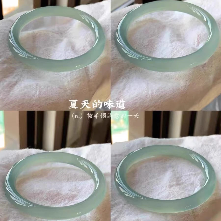 【正品】天然玛瑙手镯女青绿色冰种玉油镯子冰透送女神礼多样性发一