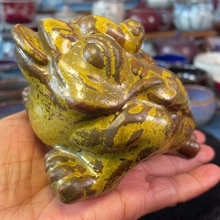 摆件钧瓷三足金蟾茶宠