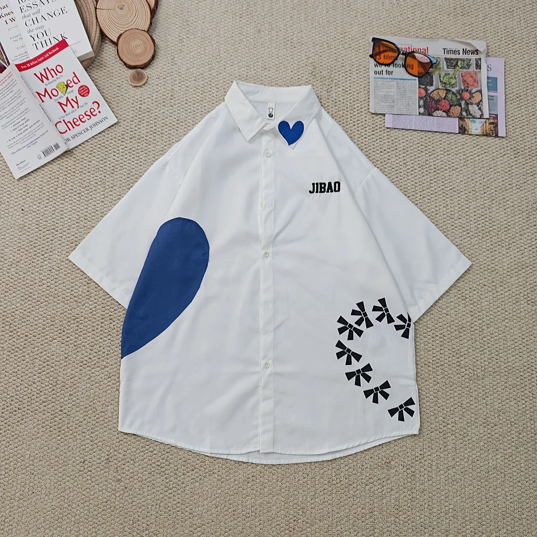 2025夏季新款宽松百搭卡通印花短袖衬衫3318