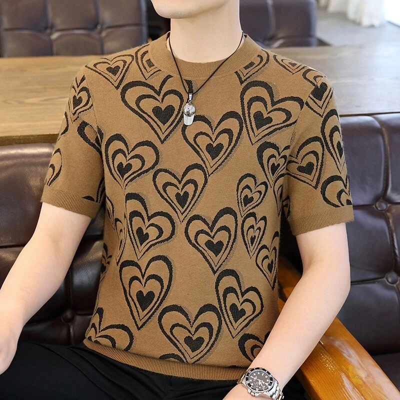 【高品质】帅气针织T恤2025春季男卫衣打底衫圆领男士休闲百搭个性A