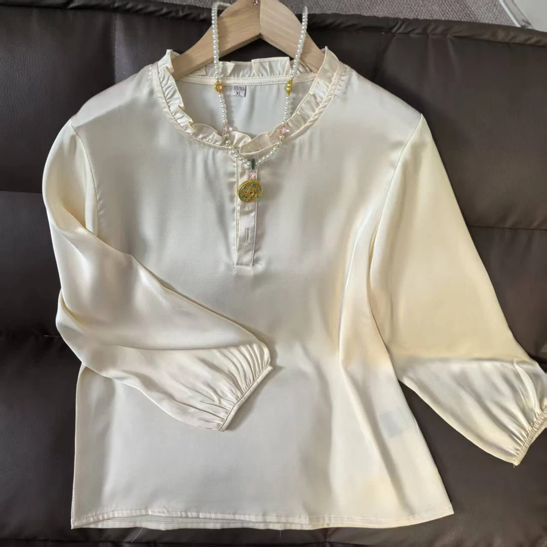 1674洁白上衣妈妈装高贵新款妈妈装洋气收腰过膝法式