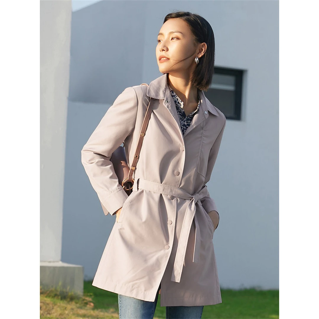 dunnu敦奴气质款百搭中长款风衣外套女DR1F0106