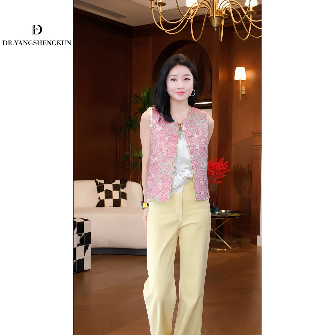 DR杨圣坤【忆桃源】2025春夏新中式宋锦提花无袖马夹DR2502-2213