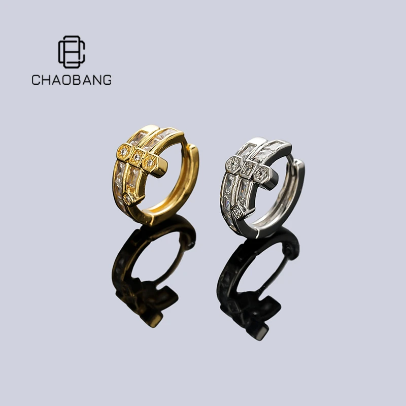 chaobang/潮邦 铜合金锆石耳饰 正义之剑方钻耳环小众轻奢ins耳饰