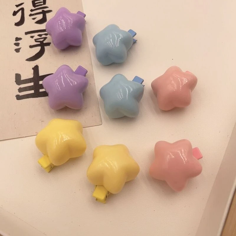 可爱立体胖嘟嘟星星发夹奶油多巴胺糖果色刘海夹甜美小号甜辣发夹