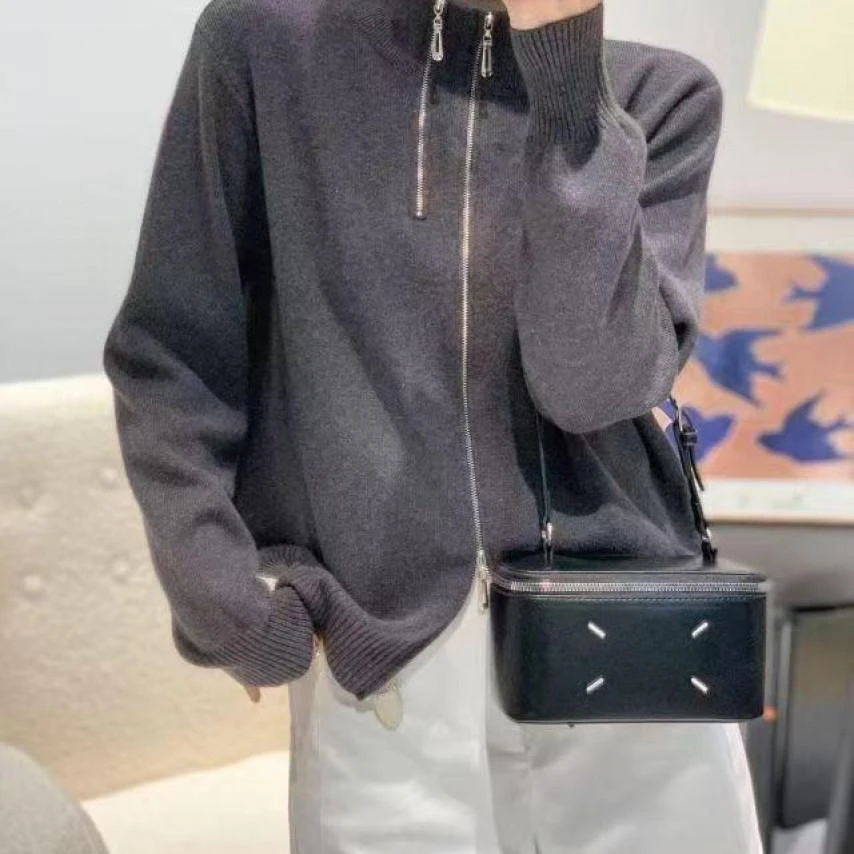 秋冬拉链毛衣修身针织衫时尚常规款立领长袖上衣TZ-25105