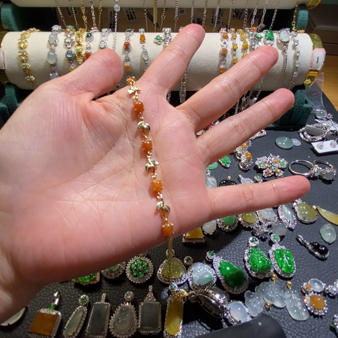 翡翠手链银S925镶嵌.****.翡翠