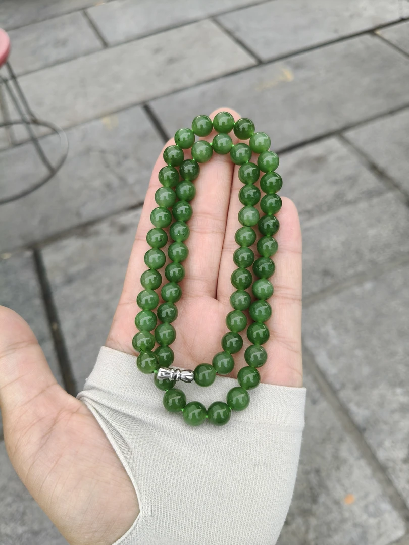 和田玉碧玉卡 8 妈妈链