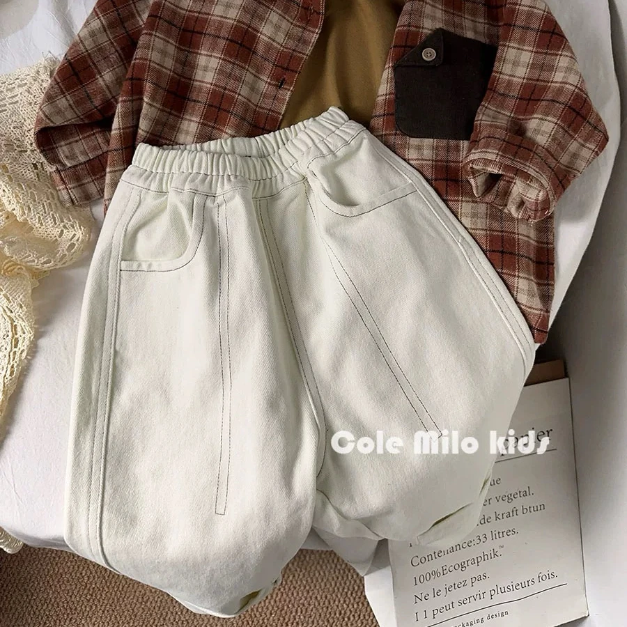 韩版洋气~男童裤子春秋款2025新款儿童工装裤牛仔女童休闲裤宽松