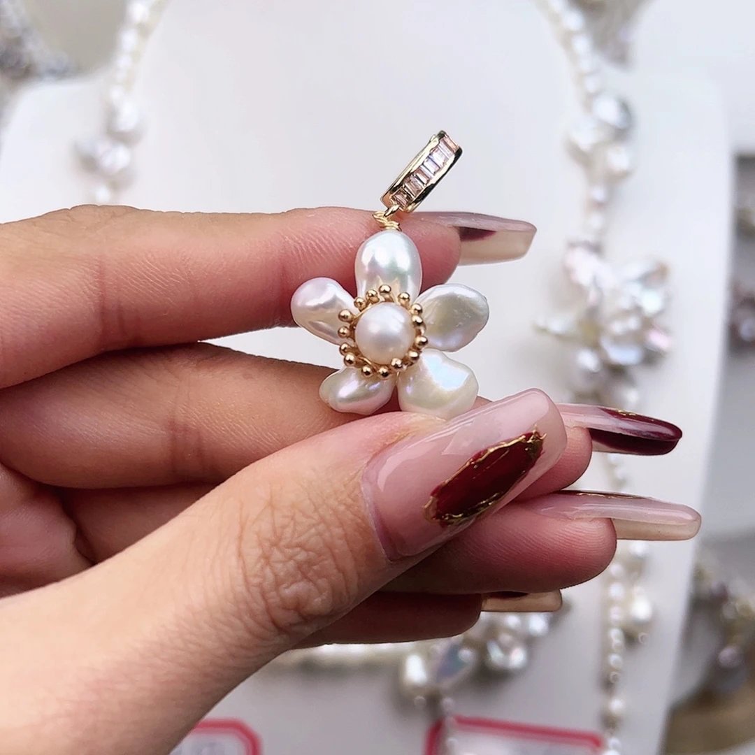 淡水珍珠颈饰银S925镶嵌