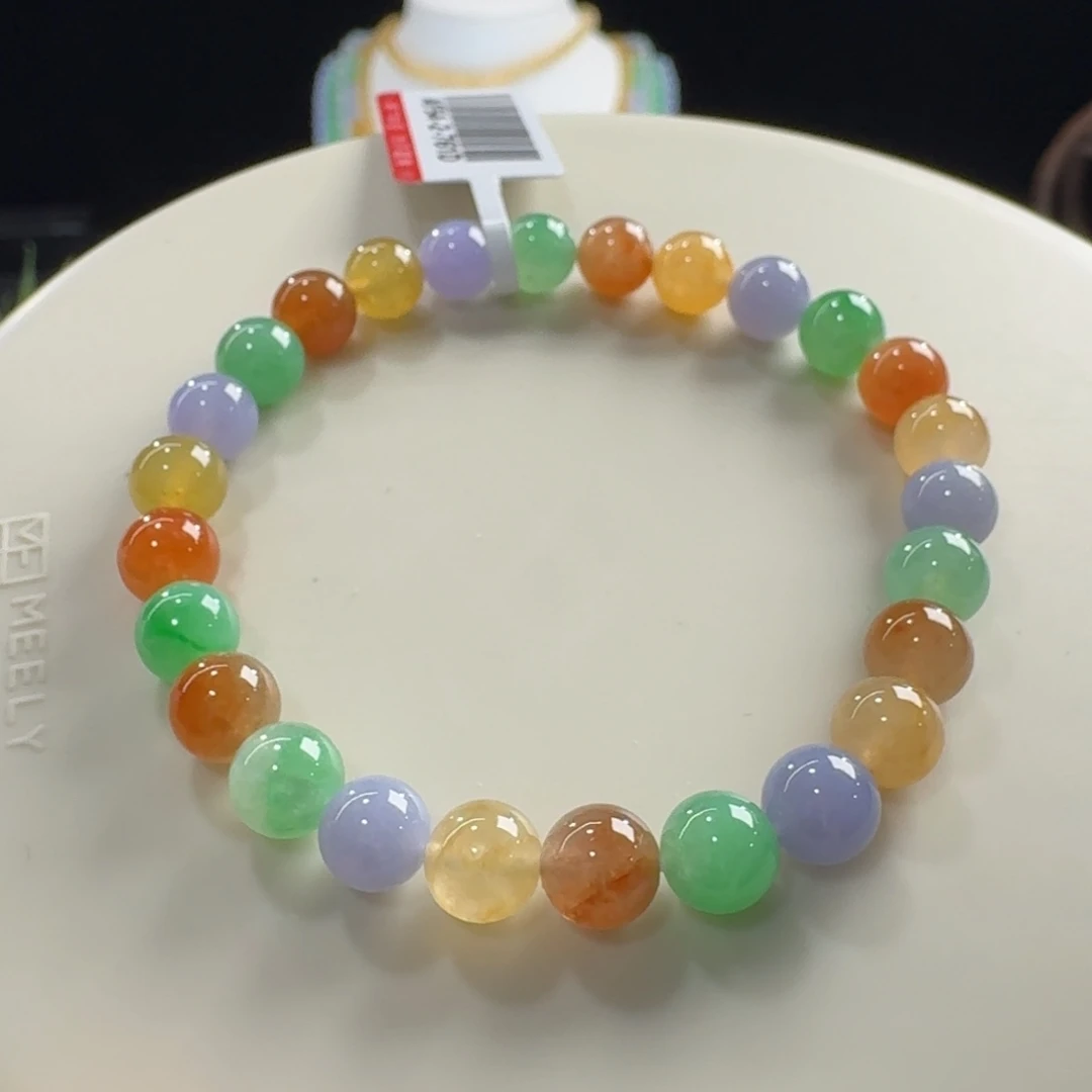 翡翠未镶嵌手链福禄寿禧多宝单圈卡6.8mm
