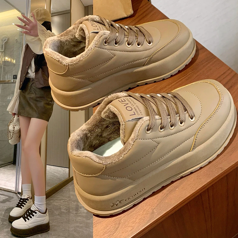 2025冬季加绒小白鞋新款韩版ins女学生增高运动板鞋休闲鞋KT2812
