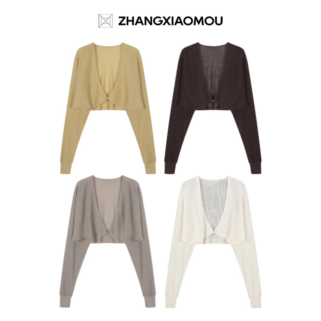 张小某夏季莱赛尔天丝柔软垂感一粒扣长袖披肩罩衫Z1455