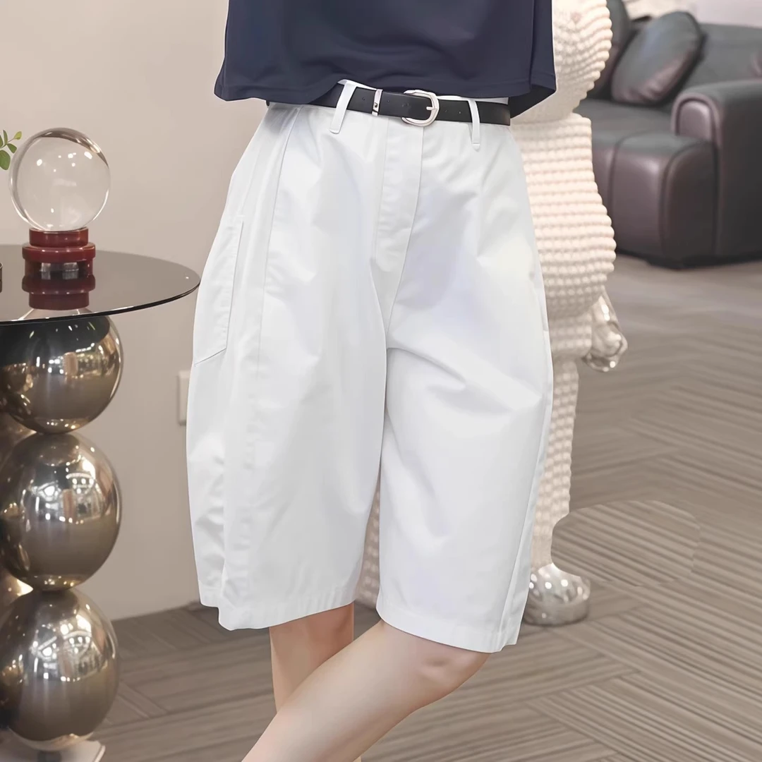 短裤女2025夏季薄款高腰宽松显瘦五分裤纯色速干休闲百搭阔腿中裤