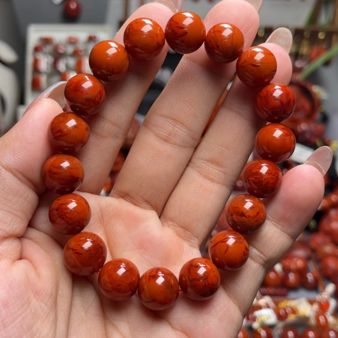 【闪购商品】未镶嵌11mm高货虎皮火焰手串南红玛瑙
