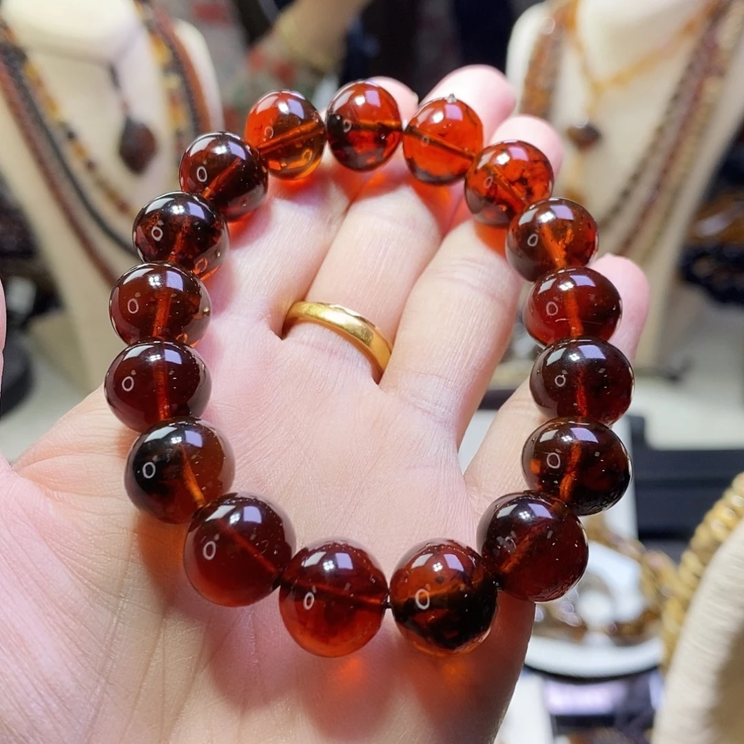 琥珀未镶嵌裸石绿膜血13mm