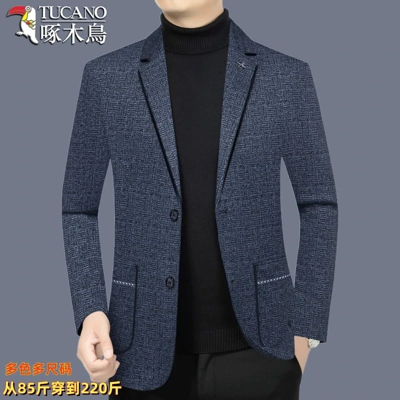 啄木鸟正品男装男士休闲西服男中年西装外套2025春秋薄款帅气上衣
