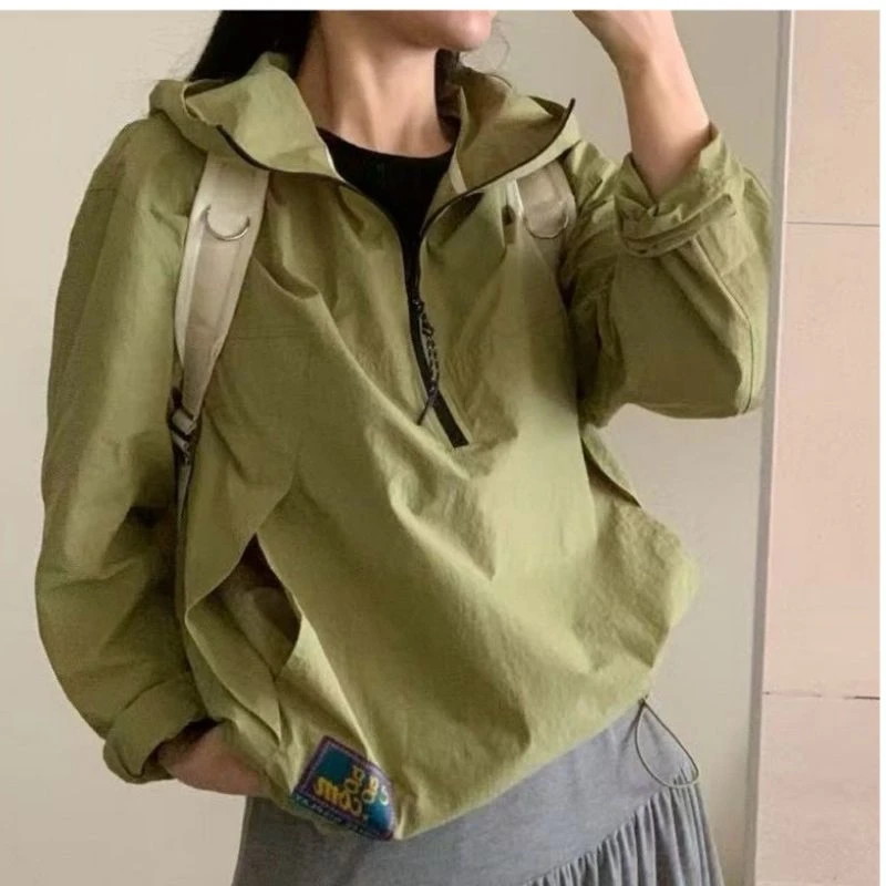 fc25【蛋半拉链冲锋衣】Y韩系eg半拉链链帽冲锋外套百搭套头冲锋