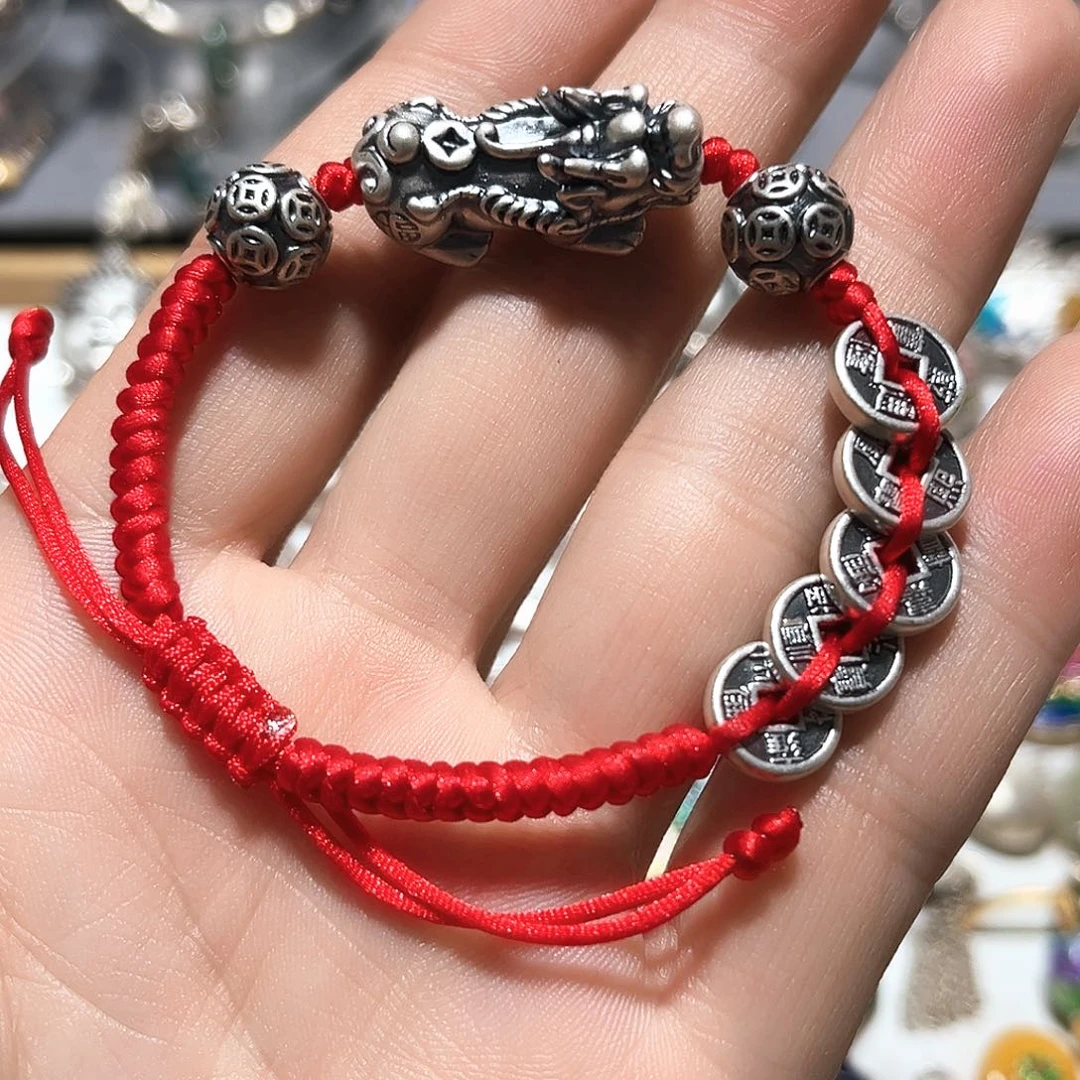 吊坠足银珐琅貔貅手串