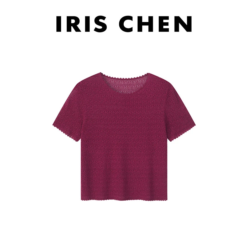 IRIS CHEN 半夏 2025春夏上新莱赛尔天丝亚麻透气镂空短袖25SY371