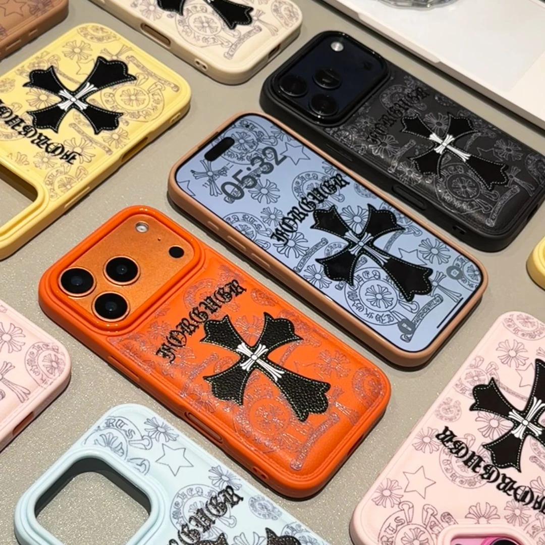 黑色十字架适用iPhone17pro鼓包手机壳苹果16可爱15promax/14/13