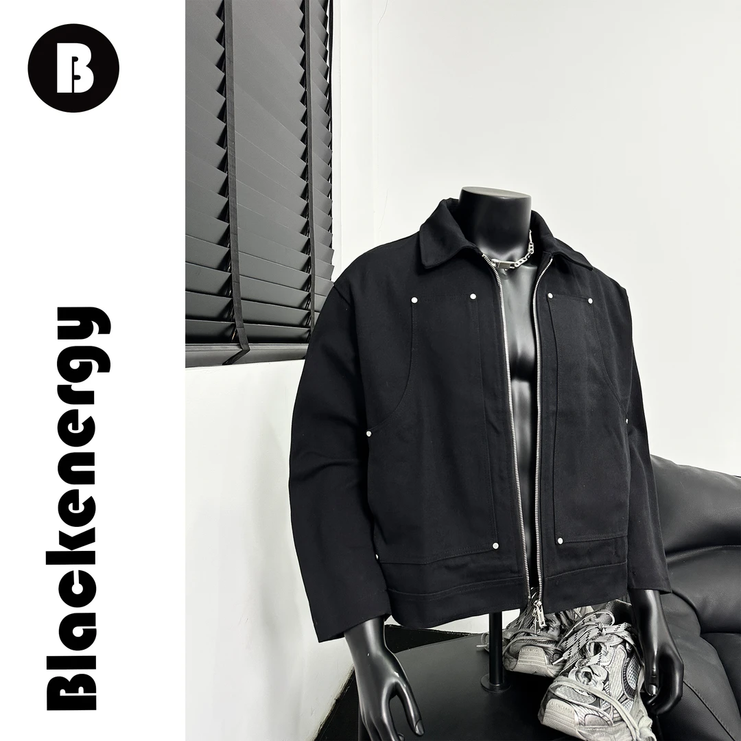 结构风外套男士春秋季美式小众高级感boxy复古百搭重磅铆钉夹克