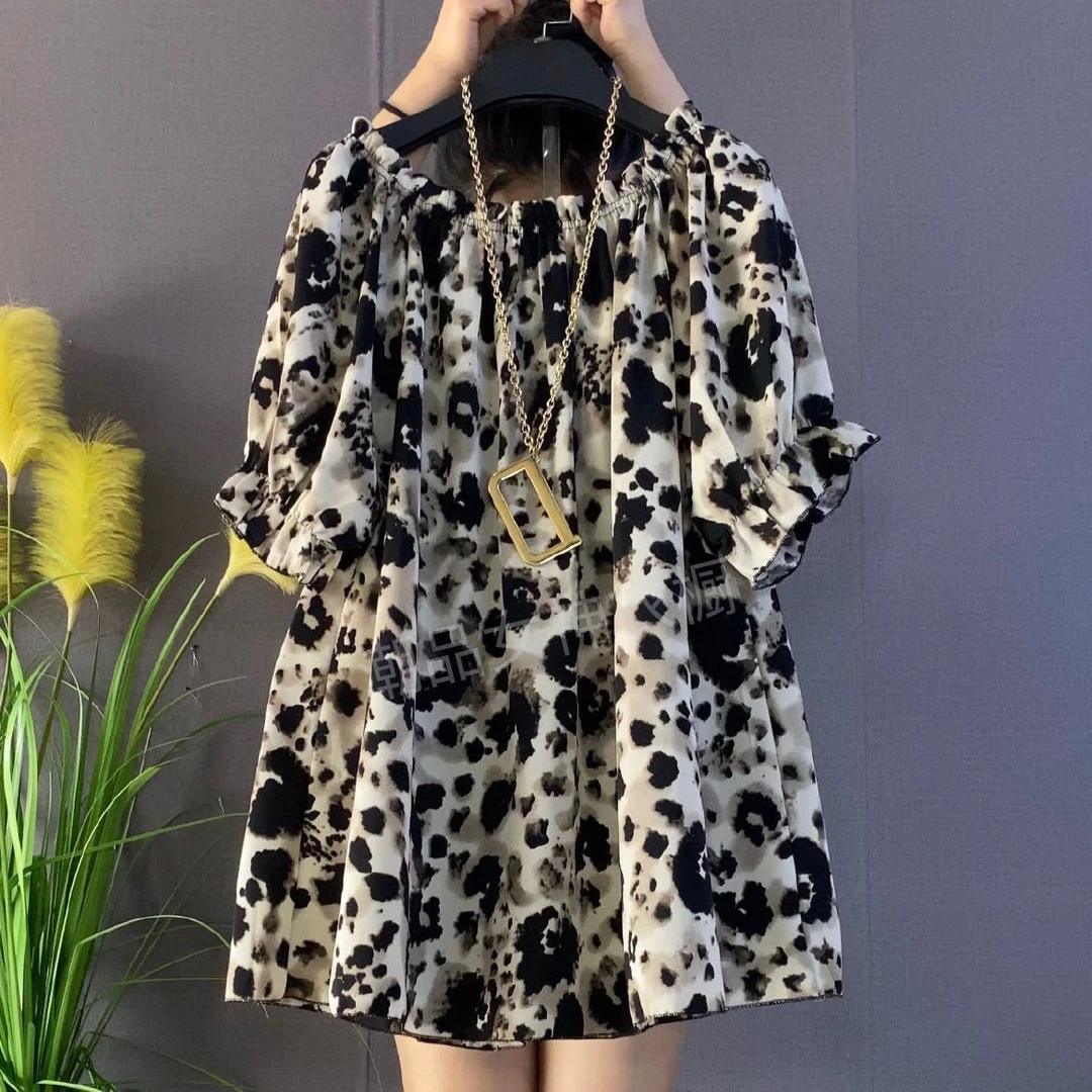 大码女装胖妹妹时尚气质ins风休闲爆款百搭碎花显瘦清凉中长大衫