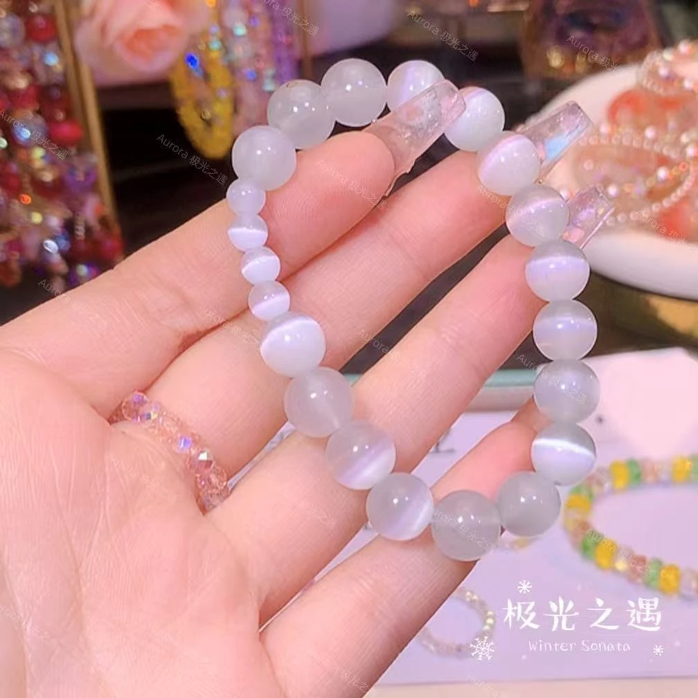 非金属仿水晶手链 穿珠单圈猫眼手链气质百搭