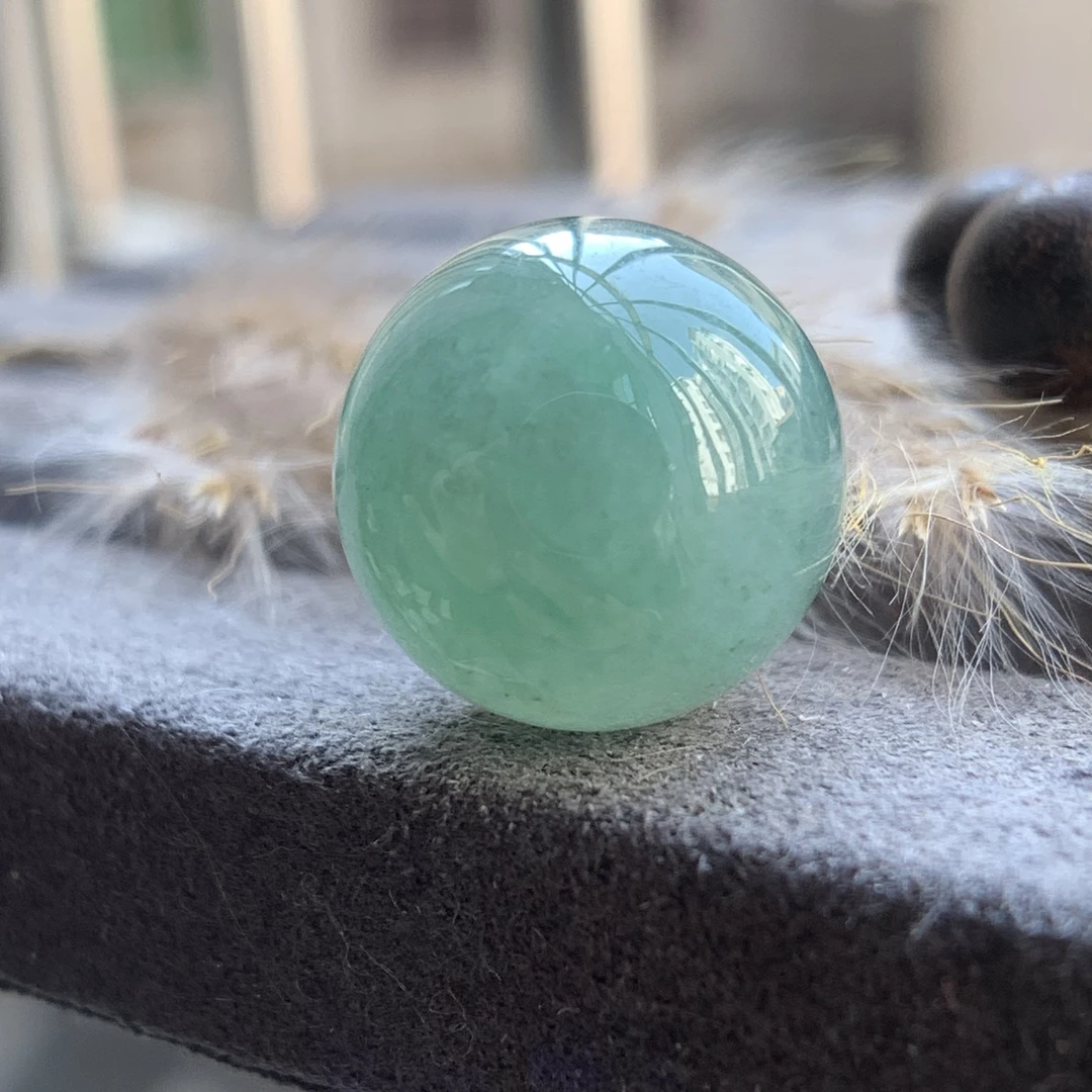 13.2冰晴底飘金丝绿波珠L1227天然缅甸翡翠细腻种水好种老无纹裂