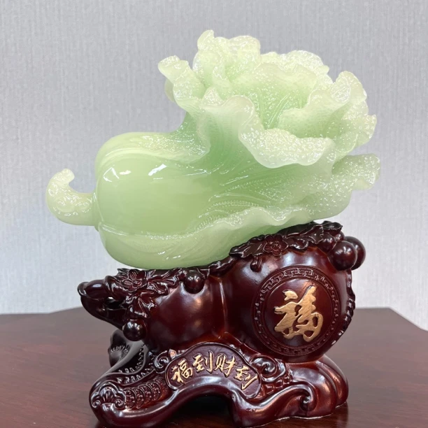 A玉福到财到小白菜摆件家居玄关酒柜装饰品