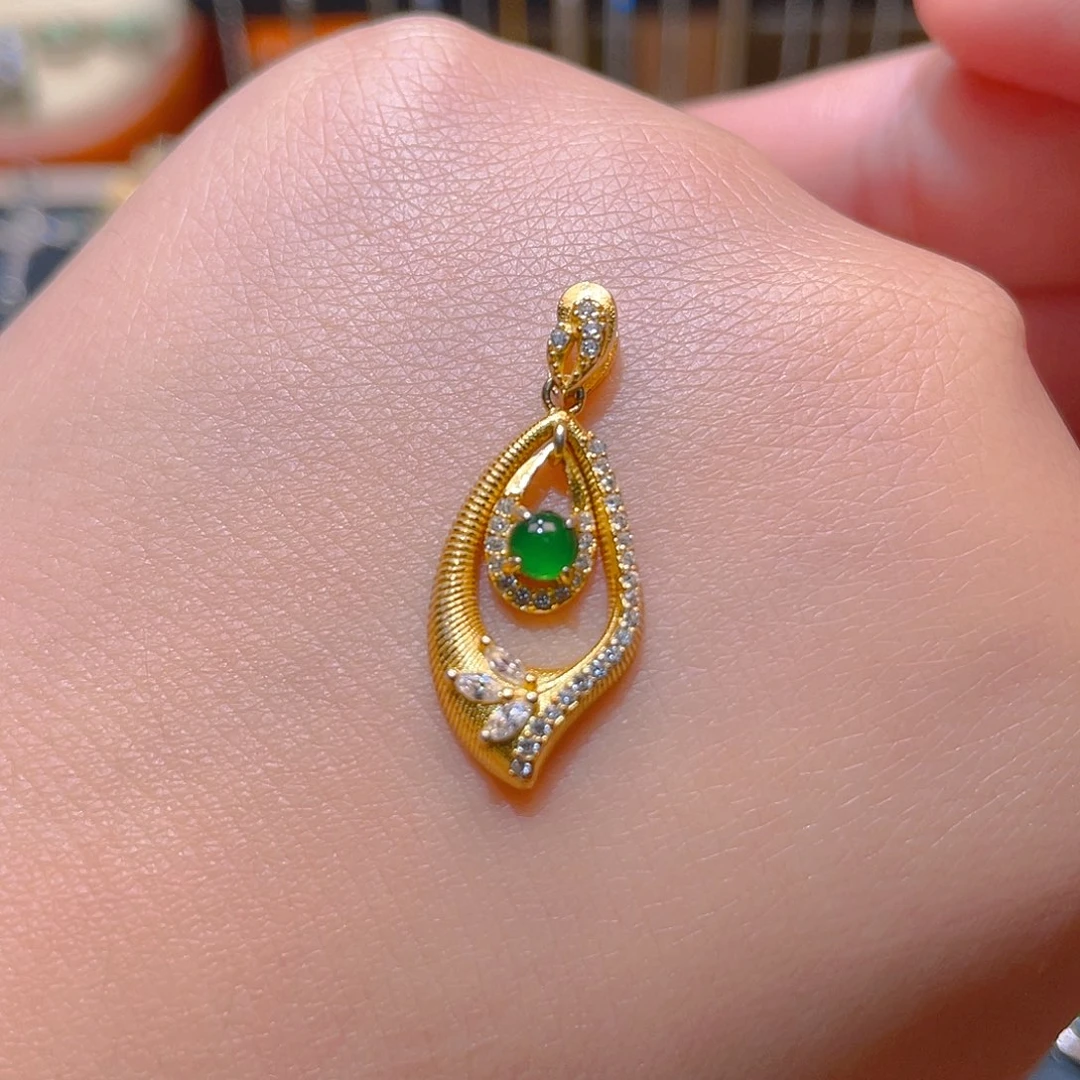 重***富翡翠银S925镶嵌吊坠(不含链)