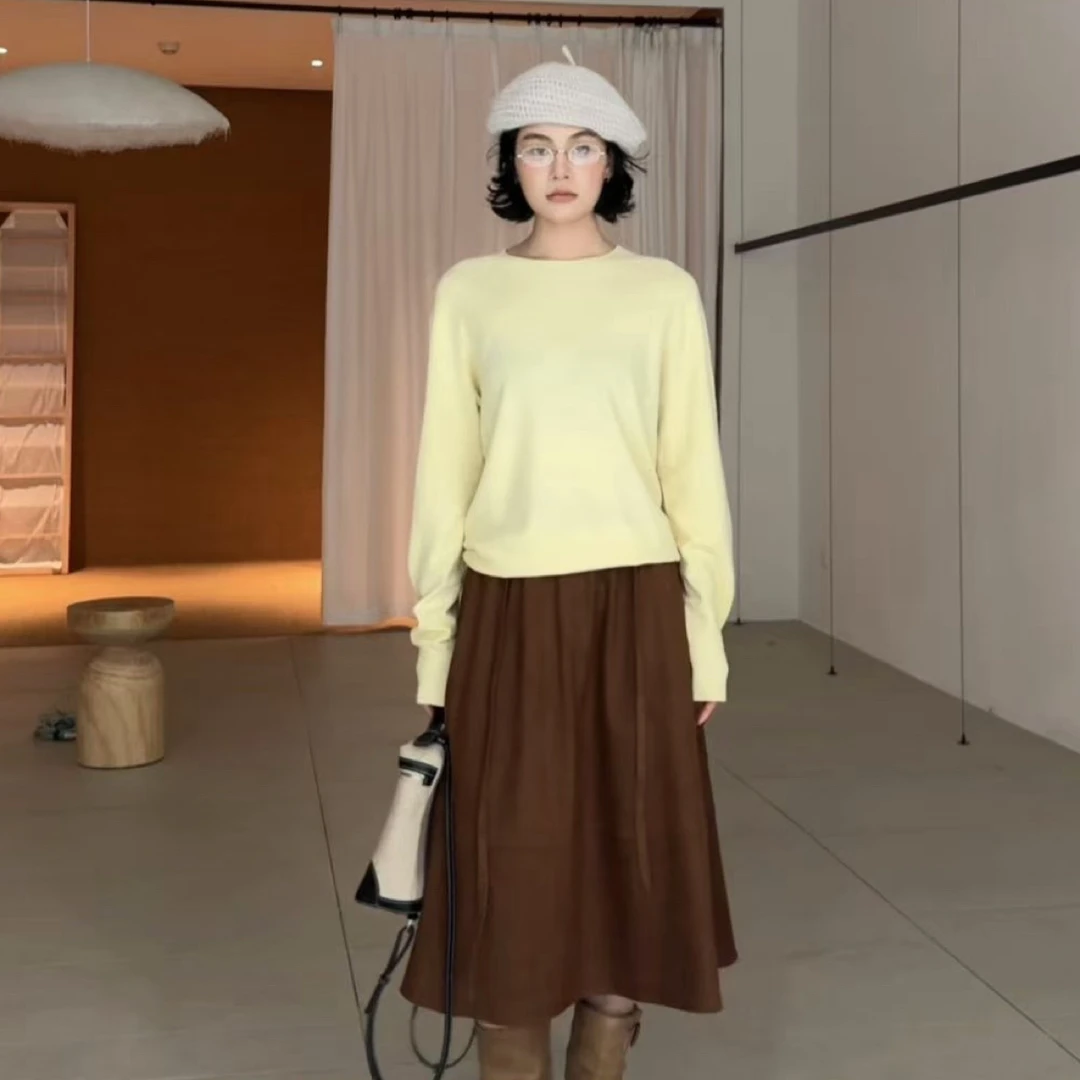 【JY嘉妍】宽松型保暖短款圆领针织毛针织衫气质秋冬衫毛衣