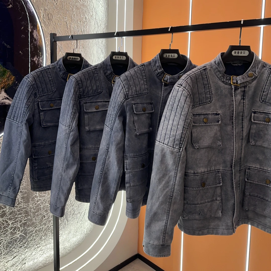 Dipu cool中性男友BF风牛仔春款皮衣洗褪（扎染特价版颜色不均匀）