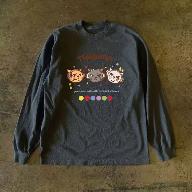 300克重磅! 潮牌时尚T恤印花圆领宽松休闲学生情侣装卡通百搭长袖