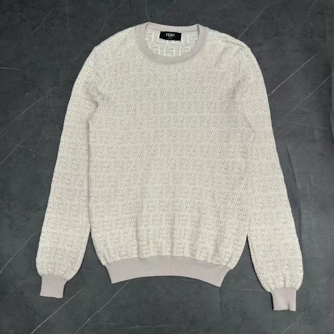 99新 FENDI/芬迪 葡萄籽奢潮/FENDI绵羊毛圆领长袖针织衫/46码