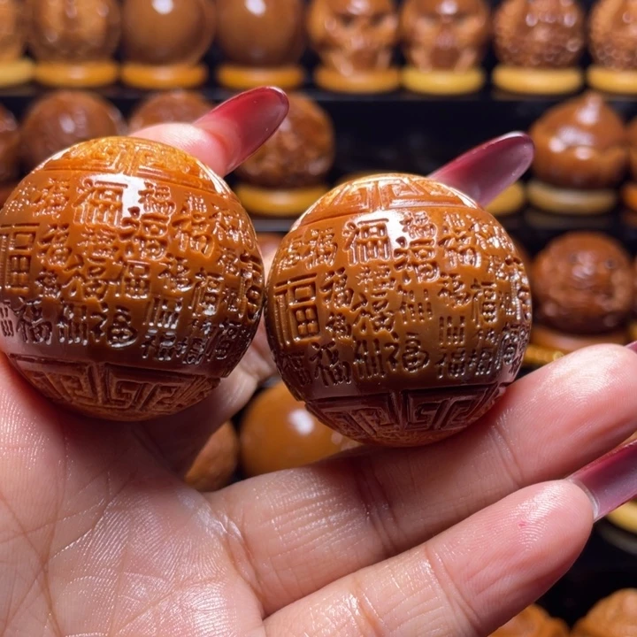 绽***放橄榄核把件橄榄雕刻