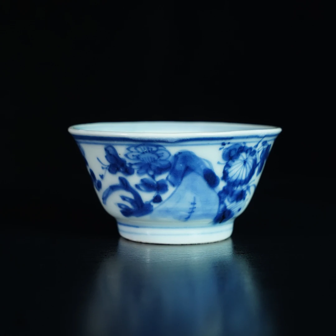 LABC241218033【十竹斋】清康熙洞石向阳花青花杯