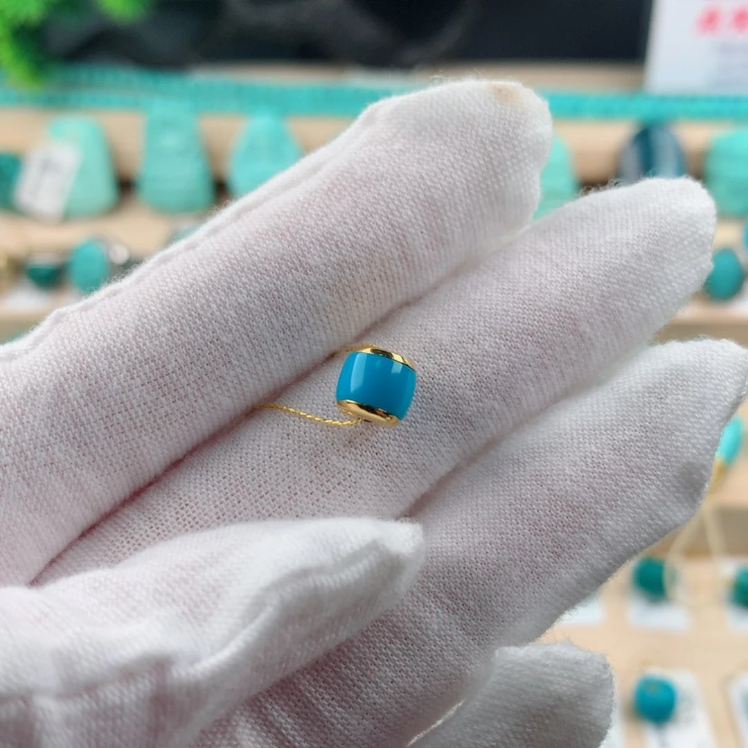 绿松石18K金镶嵌配饰6.8-6.5