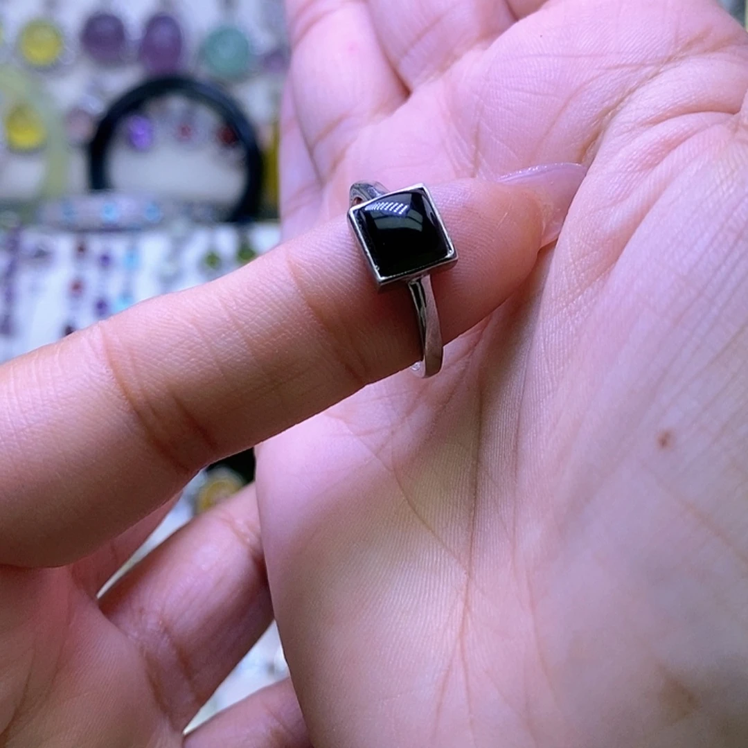 岫玉银S925镶嵌戒指