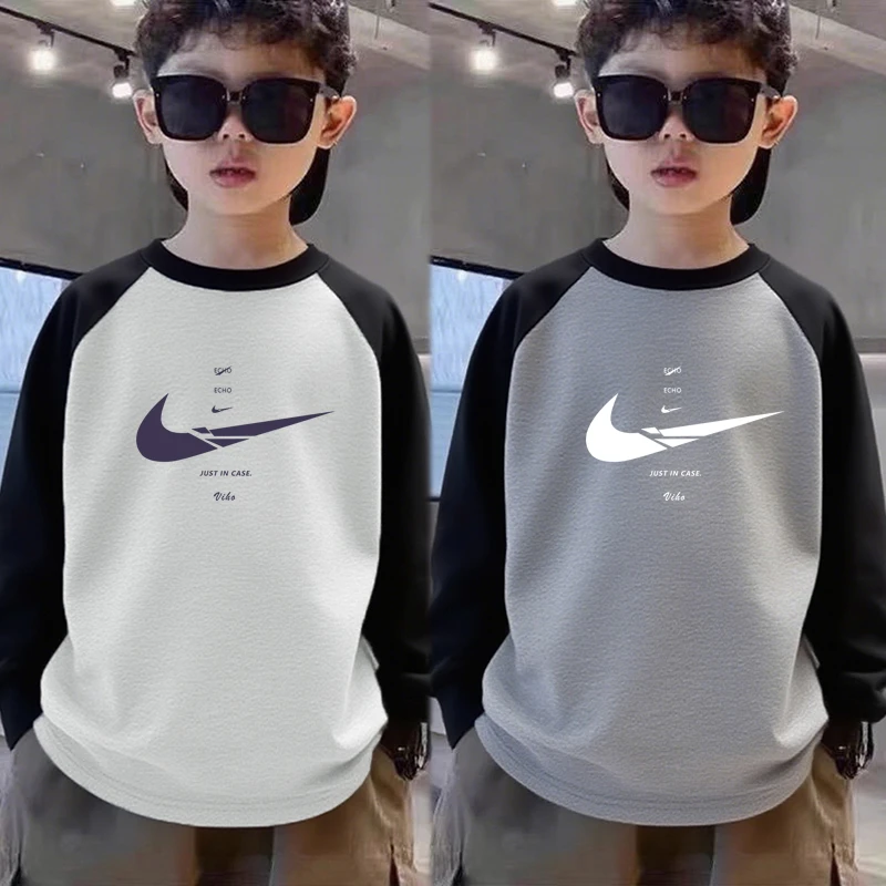 男童长袖t恤春秋款2025新款儿童秋装插肩袖体恤秋季纯棉打底衫帅