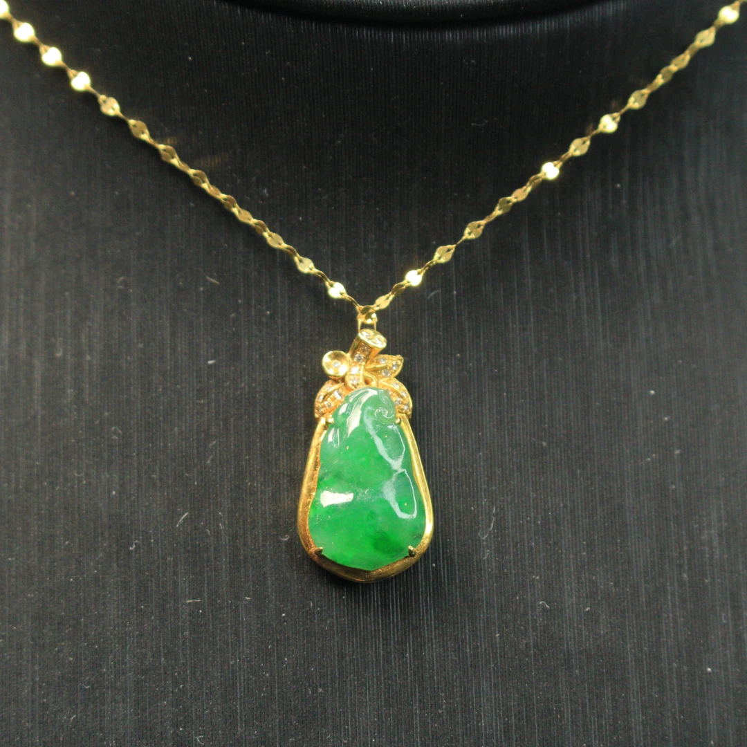 13ZB天然缅甸A货翡翠葫芦吊坠/901720嘉禾珍宝