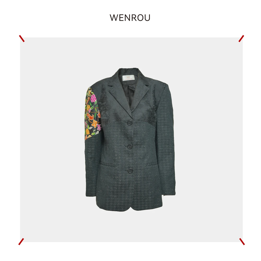 温柔自知 国风设计 手工刺绣进口面料西装外套GZ2501