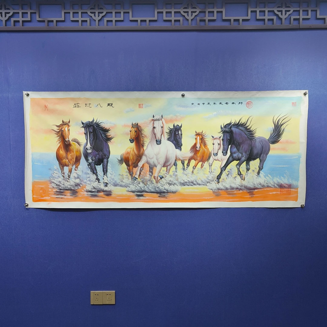 王志武《盛世八骏》油画 -古墨堂