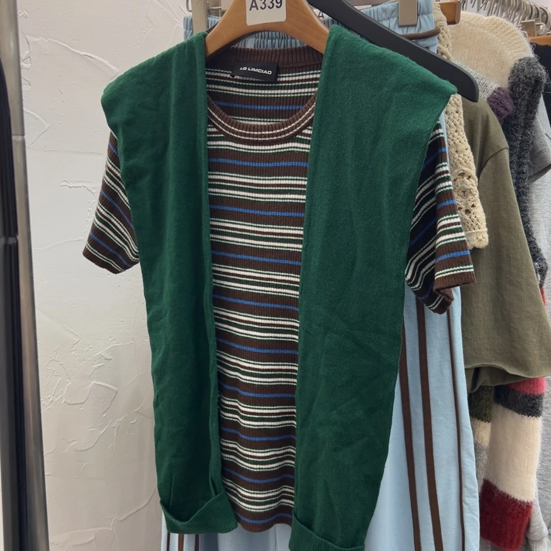 LIMCIAO 正版 咖色条纹针织L