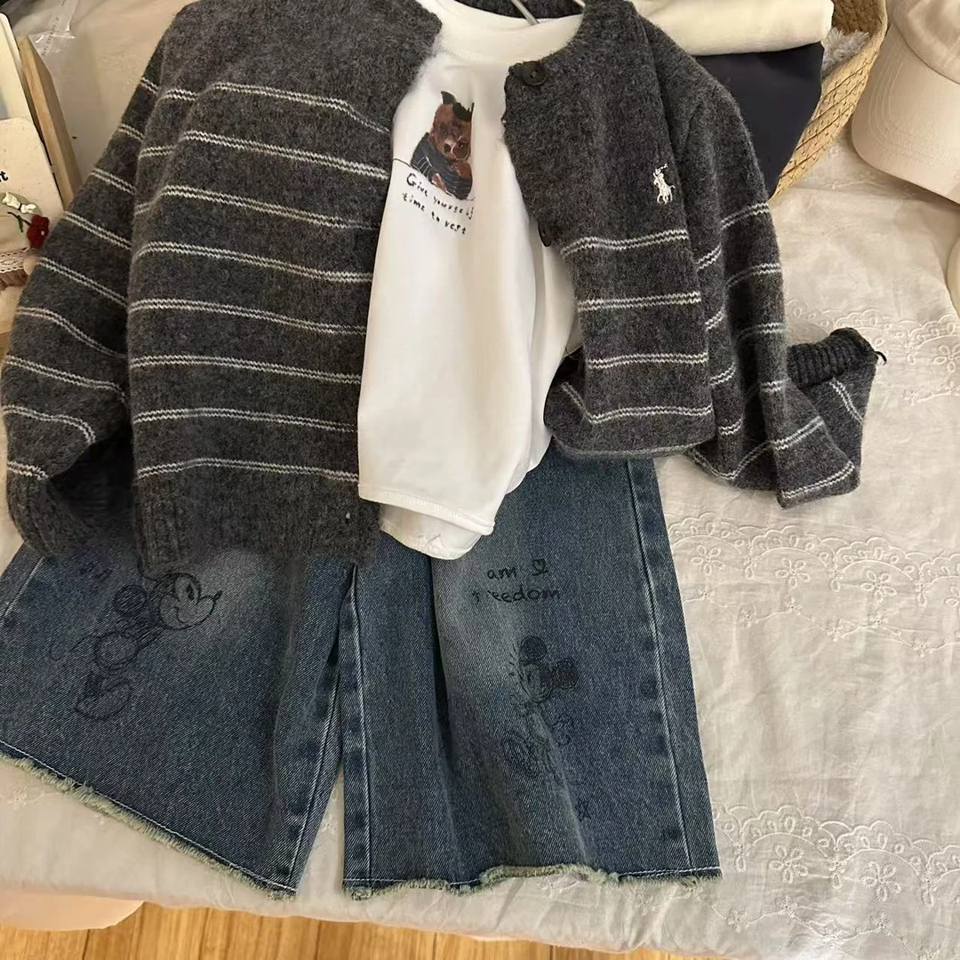 韩系秋款儿童牛仔裤新款2025