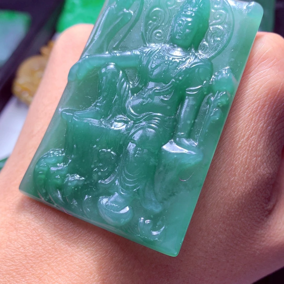 定制翡翠未镶嵌天然翡翠A货毛货挂件