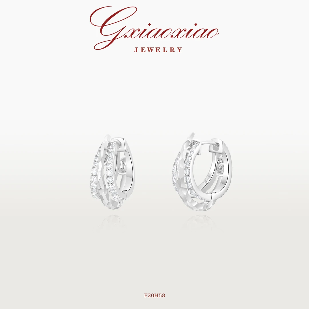 G XIAOXIAO 镀K金 轻奢气质高级设计款三圈耳环 F20H58